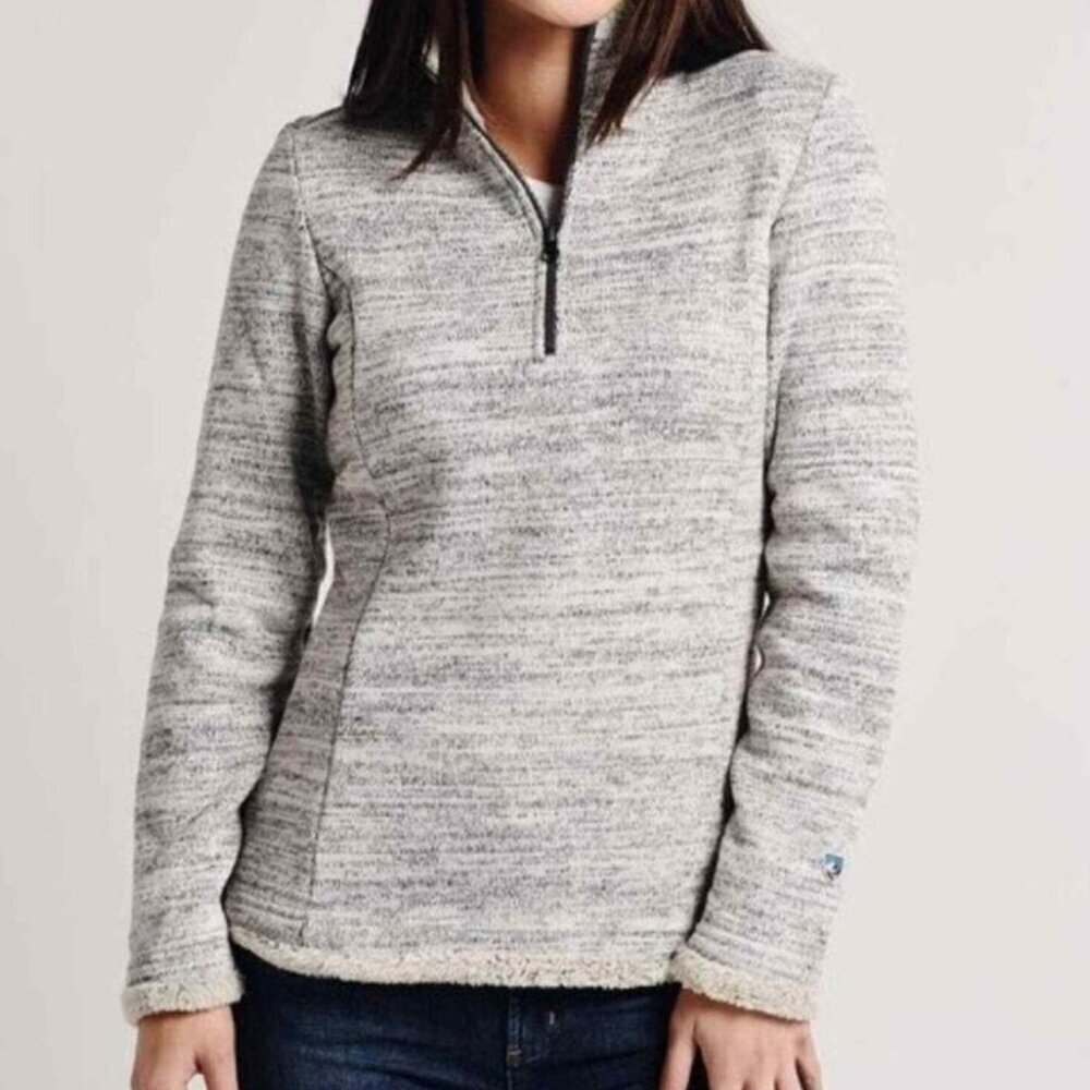 Kuhl Womens Alaska 1/4 Zip Pullover Fleece in Ash Shearling Warm Size Large